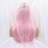 Baby Pink Lace Front Wigs for Women Ombre Long Silky Straight Glueless Wigs Pre Plucked Hairline Brown Ombre Coloful Real Hair Wigs Middle Part Synthetic Heat Resistant Cosplay Daily Wigs 16 Inch view 4