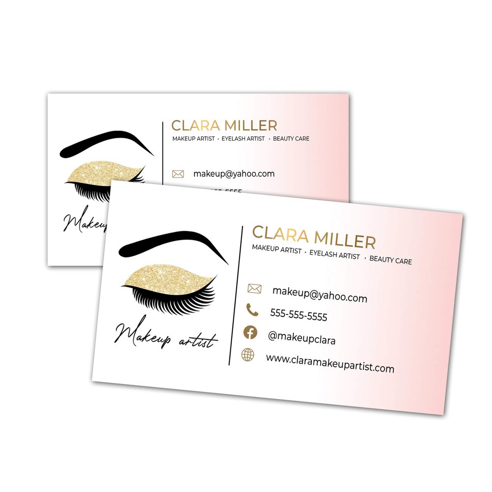 100 business cards eyelash makeup artist gold eye shadow design personalized