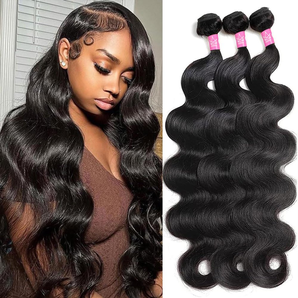 Body Wave Bundles Human Hair 12A Human Hair Bundles 30 32 34 Inch Brazilian Virgin Hair Extensions 100% Unprocessed Human Hair Body Wave 3 Bundle Natural Color