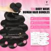 Body Wave Bundles Human Hair 12A Human Hair Bundles 30 32 34 Inch Brazilian Virgin Hair Extensions 100% Unprocessed Human Hair Body Wave 3 Bundle Natural Color view 2