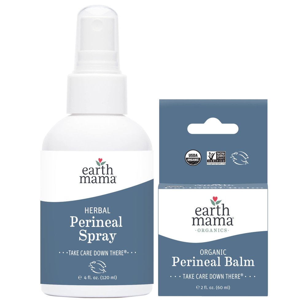 Earth Mama Postpartum Recovery Kit | Take Care Down There with Organic Perineal Balm & Herbal Perineal Spray, 2-Piece Set