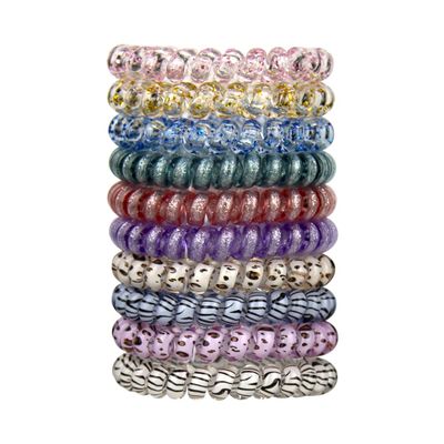 Lindo LARGE SWIRLYDO Premium Waterproof Coil Hair Ties, No Pony Line, No Headaches, No Slip, Strong Gentle Accessory for Women, Multi-colored (Shimmer Mix (10Pcs))