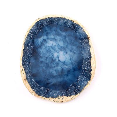 1pc Blue Golden Edge Resin Nail Art Palettes Nail Mixing Palette Polish Color Mixing Plate Nail Holder Display Cosmetic Mixing Tools Makeup Palette Tray Accessories (blue)