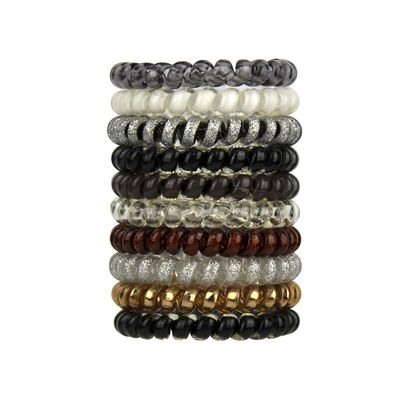 Lindo LARGE SWIRLYDO Premium Waterproof Coil Hair Ties, No Pony Line, No Headaches, No Slip, Strong Gentle Accessory for Women, Multi-colored (Neutral Mix (10Pcs))