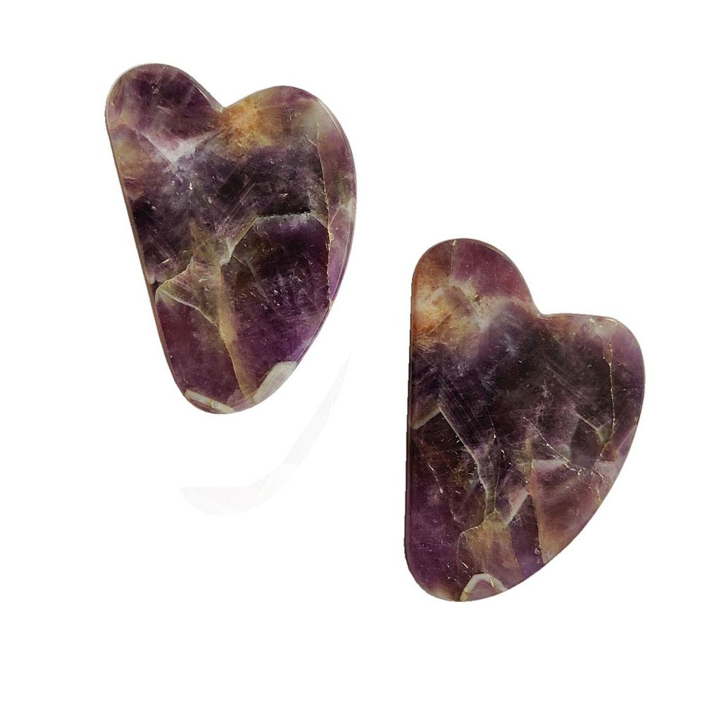 ShubhanjaliAmethyst Gua Sha|Facial Lifting Tool Amethyst Gua Sha Massage/Natural Skin Care Healing Equipment|Anti-Wrinkle Therapy SPA Treatment |Board Massage Tool Beauty Tool (Pack of 2)