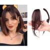 Layeder Remy Human Hair Bangs Straight Clip In Bangs Fake Fringe Long Front Side Bangs Hair Piece Human Hair Extensions Side Fringe 2pcs 25cm Hand Made Dark Brown view 1