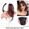 Layeder Remy Human Hair Bangs Straight Clip In Bangs Fake Fringe Long Front Side Bangs Hair Piece Human Hair Extensions Side Fringe 2pcs 25cm Hand Made Dark Brown view 2