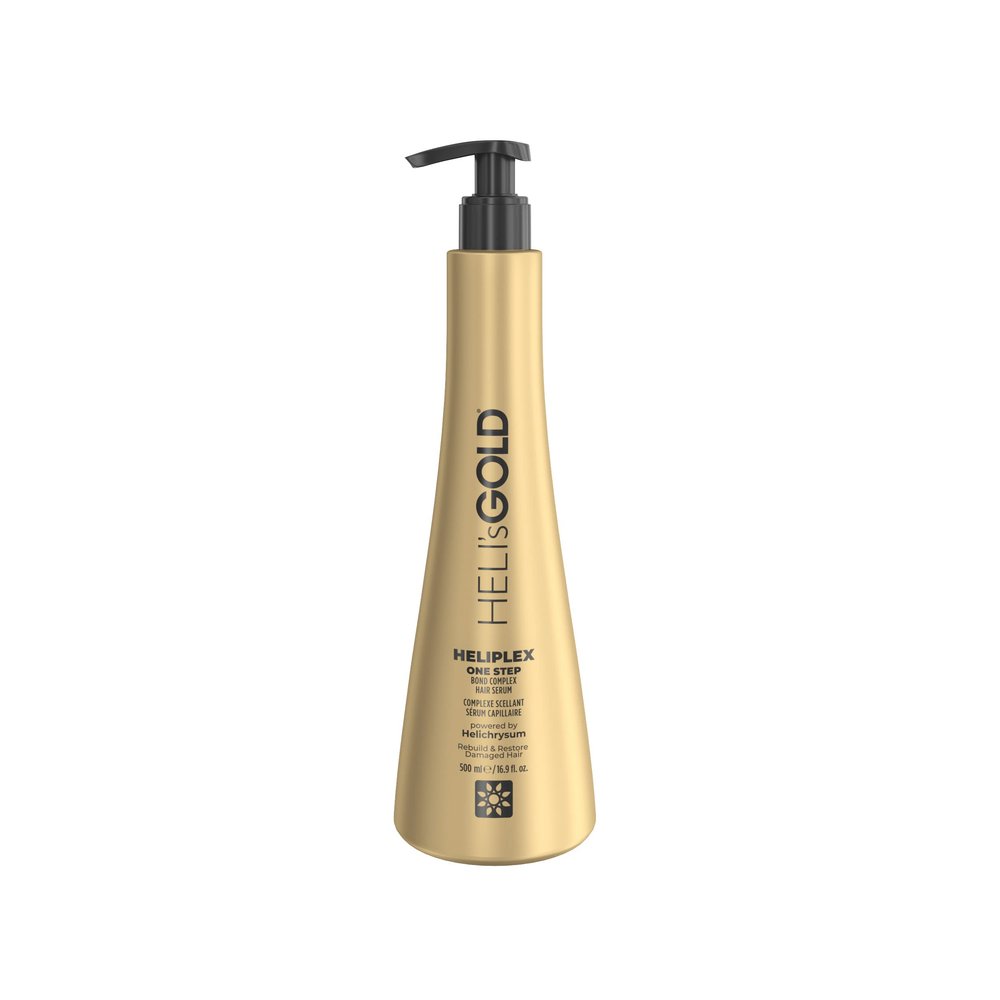Heli's Gold Heliplex One Step Hair Serum - Bond Complex Treatment For Maintenance And Regrowth - Intensive, Nourishing Repair For Damaged, Split Strands - Sun And Thermal Heat Protectant - 16.9 Oz