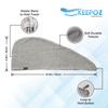 KEEPOZ Hair Towel Wrap Quick Dry 100% Cotton Super Absorbent Turban Head Wrap for Women with Button, Non Microfiber Anti Frizz Hair Cap for Curly, Long & Thick Hair (Grey Check, 2 Pcs) view 2