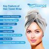 KEEPOZ Hair Towel Wrap Quick Dry 100% Cotton Super Absorbent Turban Head Wrap for Women with Button, Non Microfiber Anti Frizz Hair Cap for Curly, Long & Thick Hair (Grey Check, 2 Pcs) view 4