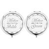 2 Pack,Wedding Keepsake Gift,1 Mother of the Bride makeup mirror 1 Mother of The Groom makeup mirror,Crystal Pocket Compact Makeup MirrorEngraved Present (silver) view 1