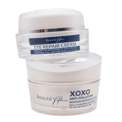 Beaute Fifteen Skin Care Bundle, Anti-Aging Eye Cream, 15ml + Anti-Pollution Moisturizer, 30ml