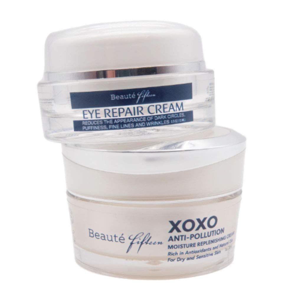 Beaute Fifteen Skin Care Bundle, Anti-Aging Eye Cream, 15ml + Anti-Pollution Moisturizer, 30ml