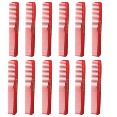 Allegro Combs #400 Barber Combs  12 Pack Professional Hair Cutting and All-Purpose Combs for Barbers and Stylists  Made in USA (Red)