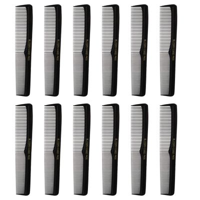 Allegro Combs #400 Barber Combs  12 Pack Professional Hair Cutting and All-Purpose Combs for Barbers and Stylists  Made in USA (Black)
