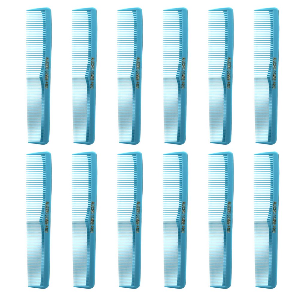 Allegro Combs #400 Barber Cutting Combs  All-Purpose Hair Comb Set, 12 Pk (Baby Blue)