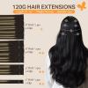 DOORES Human Hair Extensions Clip in Hair Extensions Balayage Natural Black to Light Blonde 20 Inch 120g 7pcs Real Hair Extensions Straight view 2