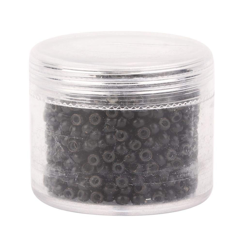 1000pcs Hair Extension Ring, Hair Extension Link, 3mm x 2mm Silicone Micro Links Rings Beads Hair Extension Tool (dark brown)