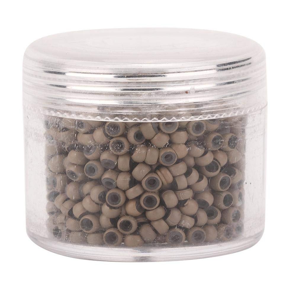 1000pcs Hair Extension Ring, Hair Extension Link, 3mm x 2mm Silicone Micro Links Rings Beads Hair Extension Tool (light brown)