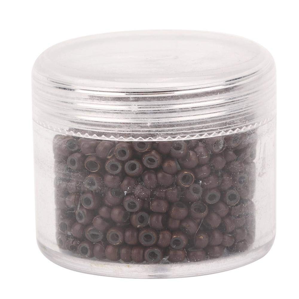 1000pcs Hair Extension Ring, Hair Extension Link, 3mm x 2mm Silicone Micro Links Rings Beads Hair Extension Tool (medium brown)
