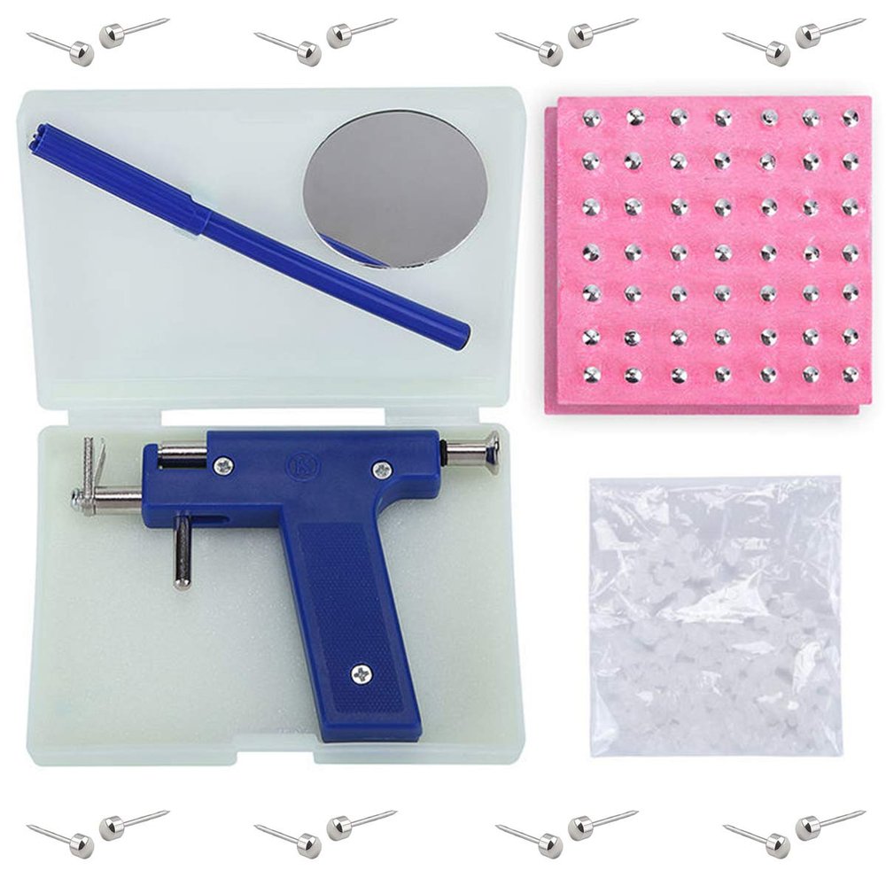 (98 Pcs) Ear Piercing Kit Tool Set with Ears Studs and Silicone Backs, Professional Painless Hole Tool Kit, Stainless Steel Piercing Tool Kit