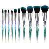 10 in 1 Professional Premium Crystal Style Diamond Cut Handle Makeup Brushes with Holographic Makeup Bag (BLUE) view 2