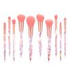 10 in 1 Professional Premium Crystal Style Diamond Cut Handle Makeup Brushes with Holographic Makeup Bag (BLUE) view 3
