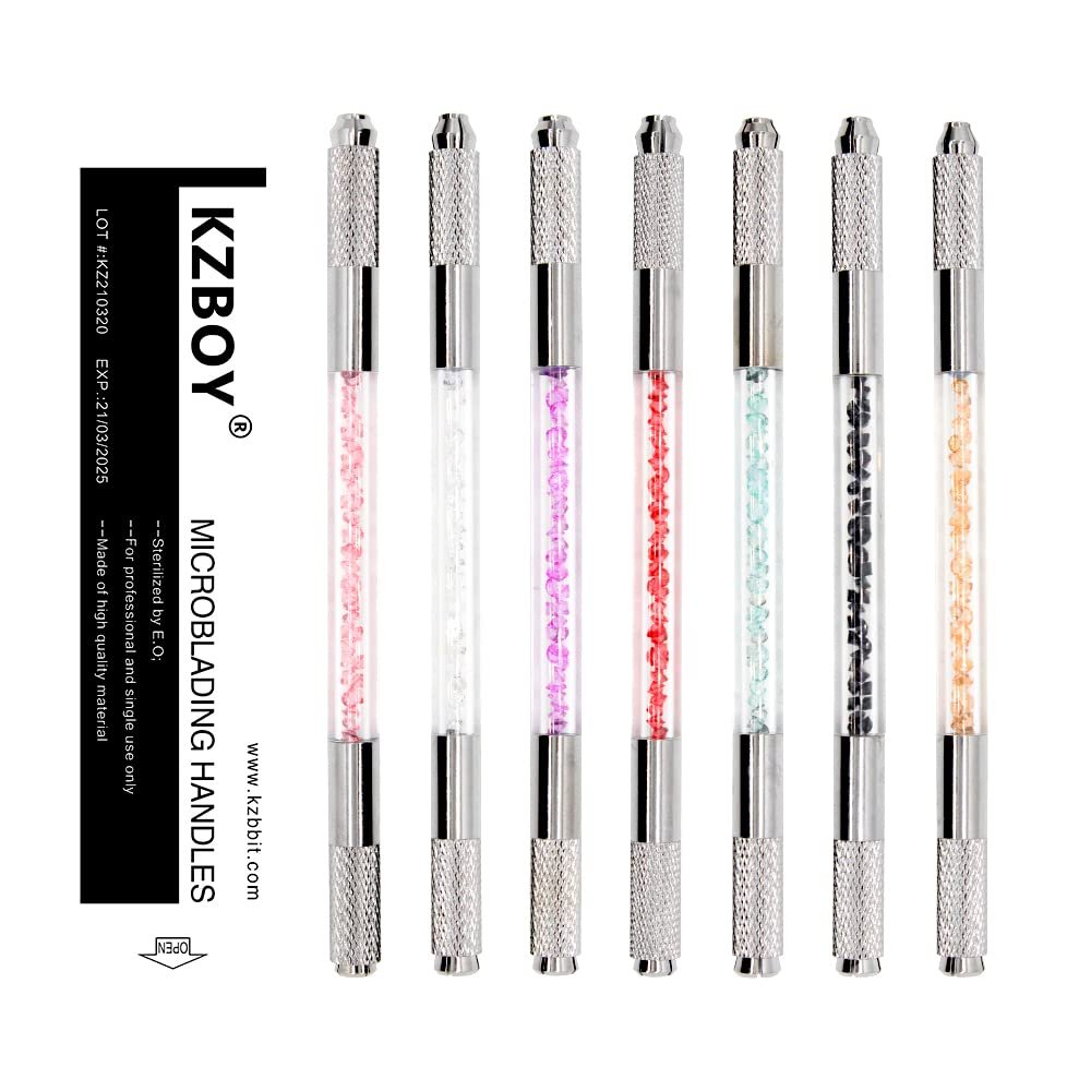10 Multi-colors Double Sided Microblading Handles Individually Packaged with Lot # and Exp. Date for Microblades
