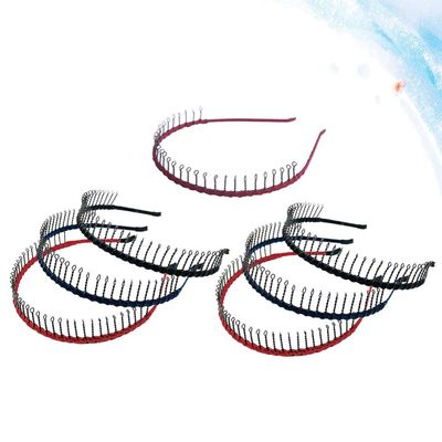 7 Pcs toothed man workout headbands for men yoga make up headband simple Fashion Headband scarf non-slip hairpin wave Miss make up Accessories metal teeth headbands with teeth