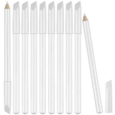 Maitys 10 Pieces White Nail Pencil 2-in-1 Whitening French Manicure Pencil Under Nail with Cuticle Pusher for Manicure Supplies Art DIY Tool