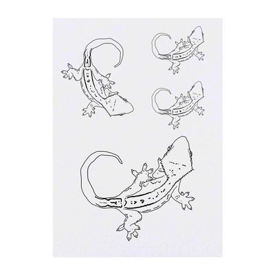 Azeeda 4 x 'Crested Gecko' Temporary Tattoos - Water Resistant, Skin-Safe, Non-Toxic Transfers, Mixed Sizes (TO00036823)