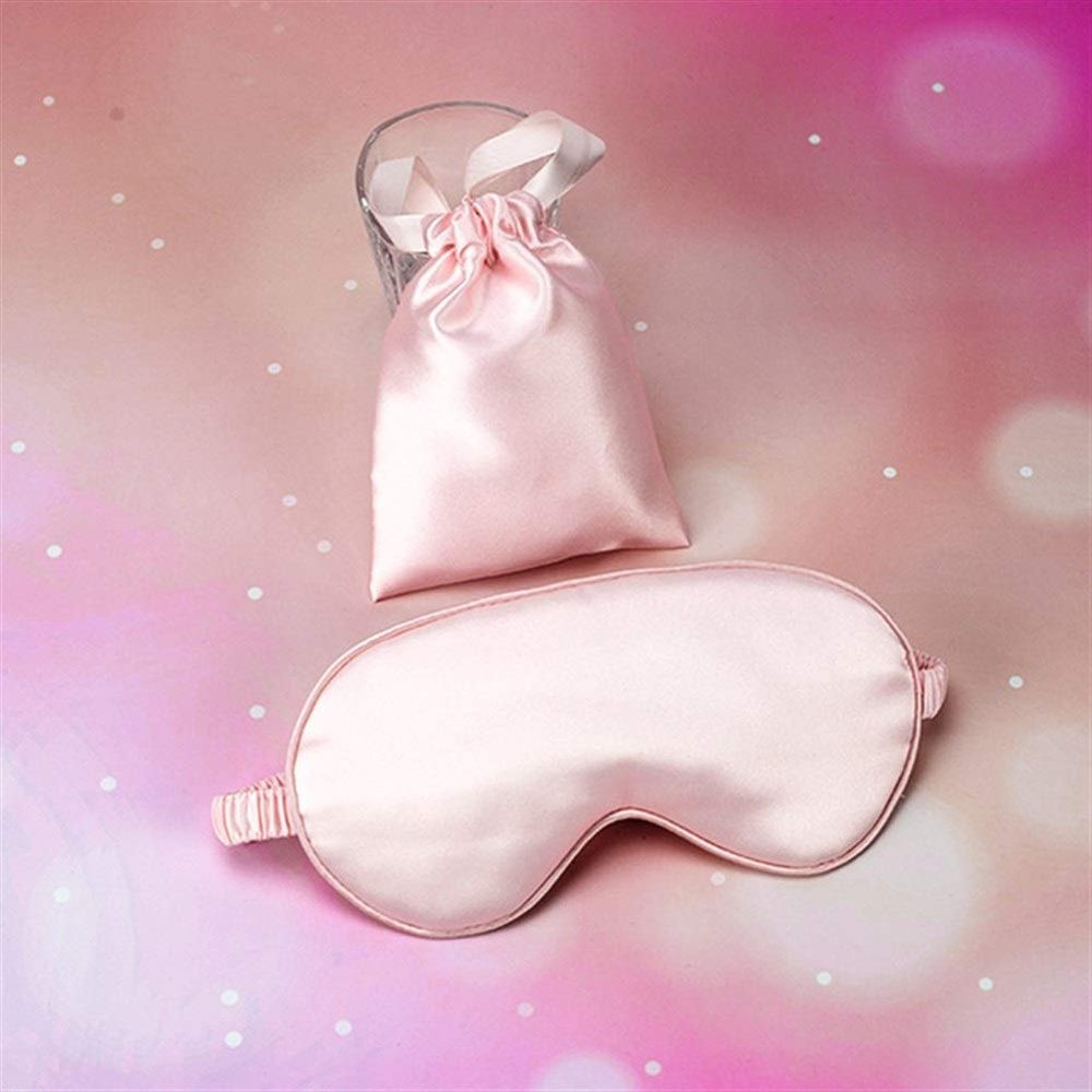 100% Pure Silk Double-Side Shading Eyeshade Sleeping Eye Mask Cover Eyepatch Blindfolds Eyeshade Health Sleep Shield Light DUO ER (Color : Pink)