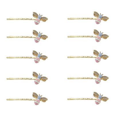 10 PCS Metal Cute Honeybee Hairpins Rhinestone Bee Hair Clips Hair Side Clip Barrette Bobby Pin Hair Accessories