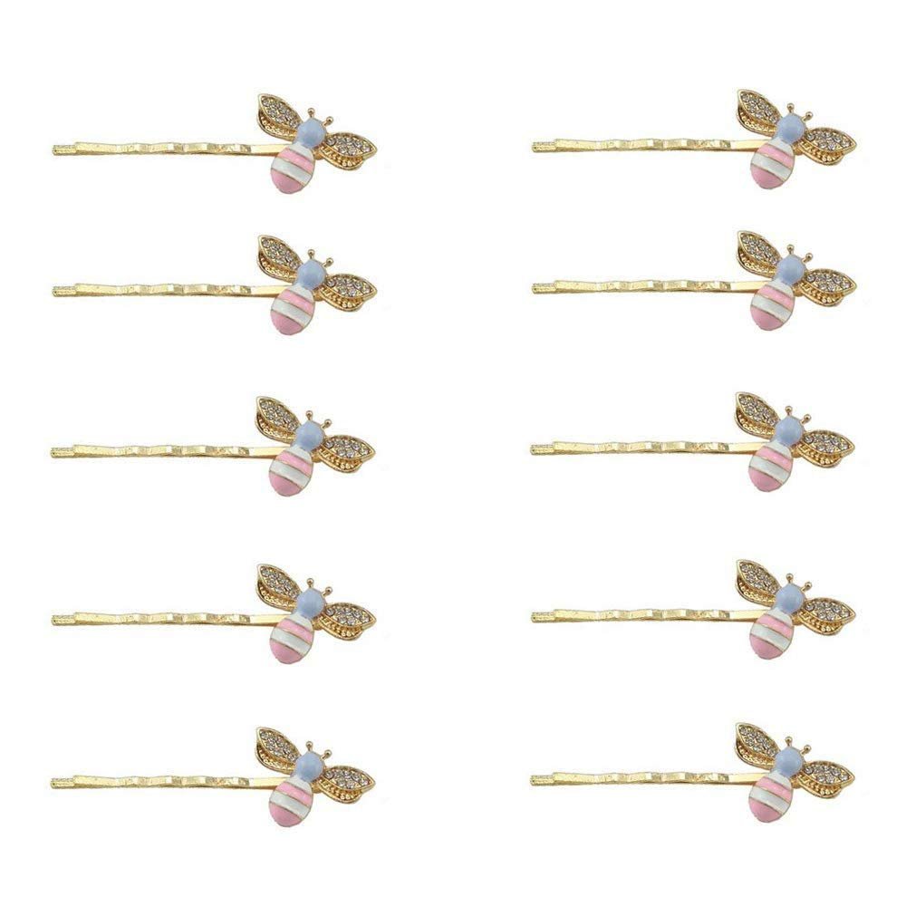 10 PCS Metal Cute Honeybee Hairpins Rhinestone Bee Hair Clips Hair Side Clip Barrette Bobby Pin Hair Accessories