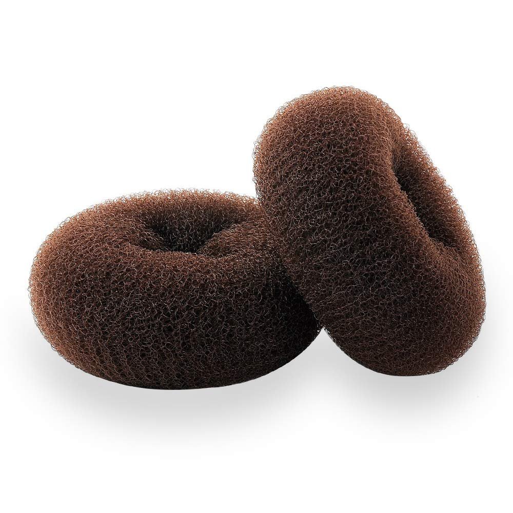 Hair Donut Bun Maker, Ring Style Bun, 2PCS Chignon Hair Increase Doughnut Shaper for Thick and Long Hair (X-Large, 4.5 Inch/Brown)