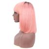 12 Inch Bob Short Straight Hair Can be Dyed Perm Bangs Real Multicolor Wig Orange (Pink) view 2