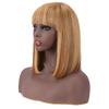 12 Inch Bob Short Straight Hair Can be Dyed Perm Bangs Real Multicolor Wig Orange (Brown) view 2