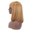 12 Inch Bob Short Straight Hair Can be Dyed Perm Bangs Real Multicolor Wig Orange (Brown) view 3