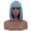 12 Inch Bob Short Straight Hair Can be Dyed Perm Bangs Real Multicolor Wig Orange (Blue) view 1