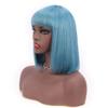 12 Inch Bob Short Straight Hair Can be Dyed Perm Bangs Real Multicolor Wig Orange (Blue) view 2