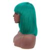12 Inch Bob Short Straight Hair Can be Dyed Perm Bangs Real Multicolor Wig Orange (Green) view 3