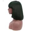 12 Inch Bob Short Straight Hair Can be Dyed Perm Bangs Real Multicolor Wig Orange (Dark Green) view 2