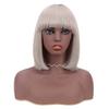 12 Inch Bob Short Straight Hair Can be Dyed Perm Bangs Real Multicolor Wig Orange (Gray) view 1