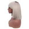 12 Inch Bob Short Straight Hair Can be Dyed Perm Bangs Real Multicolor Wig Orange (Gray) view 2