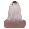12 Inch Bob Short Straight Hair Can be Dyed Perm Bangs Real Multicolor Wig Orange (Gray) view 3