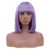 12 Inch Bob Short Straight Hair Can be Dyed Perm Bangs Real Multicolor Wig Orange (Purple) view 1