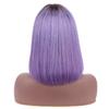12 Inch Bob Short Straight Hair Can be Dyed Perm Bangs Real Multicolor Wig Orange (Purple) view 3