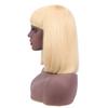 12 Inch Bob Short Straight Hair Can be Dyed Perm Bangs Real Multicolor Wig Orange (Beige) view 2