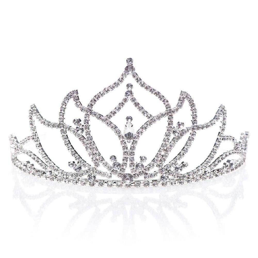 Anderson's Elvira Rhinestone Tiara, 3 1/4-Inch Tall Silver Crown with Sparkling Clear Crystals, Adjustable Wedding Tiara for Brides, Prom Queen, Homecoming, Pageants, Sweet 16 & Quinceaera