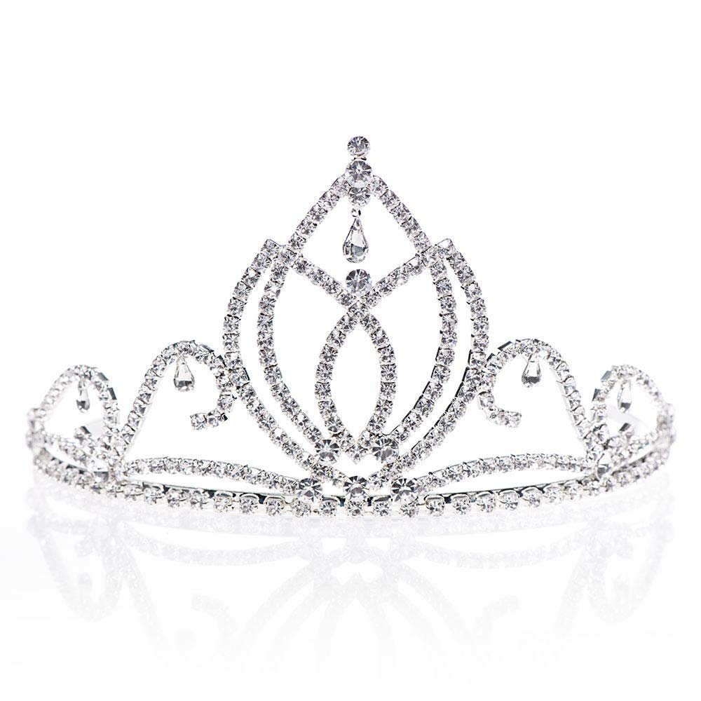 Anderson's Camila Rhinestone Tiara, 3 1/2-Inch Tall Silver Crown with Sparkling Clear Crystals, Adjustable Wedding Tiara for Brides, Prom Queen, Homecoming, Pageants, Sweet 16 & Quinceaera